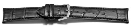Uhrenarmband - Rundansto - leicht gepolstert - Kroko - schwarz 18mm Stahl