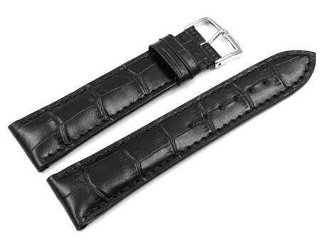 Uhrenarmband - RIOS - Kroko Prgung - art manuel - schwarz - 23 mm Stahl