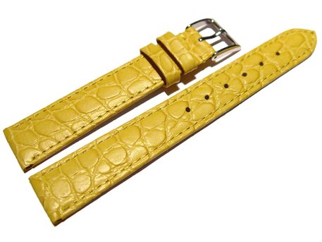 Correa reloj-Cuero autntico-Modelo Safari-marrn-amarillo